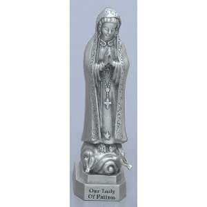  Our Lady of Fatima   3 1/2 Pewter Statue with Prayer Card 