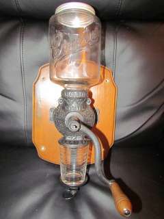 Vintage Antique ARCADE CRYSTAL Mill Wall Coffee Grinder with Catch Cup 