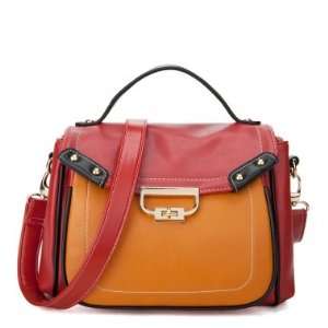 Faux Leather Purse Tote Satchel Shoulder Bag Handbag Colorful Multi 