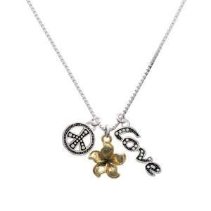  Gold Flower, Peace, Love Charm Necklace [Jewelry] Jewelry