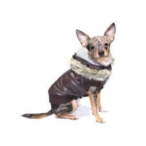 Hip Doggie HD 5BNSH Split Hood Dog Jacket in Brown Size 