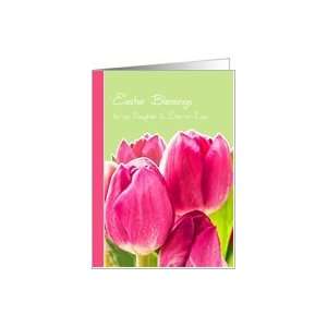 To my daughter & son in law, Easter Blessings, Christian card, tulip 