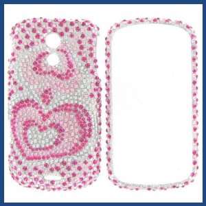 Samsung D700 Epic 4G Full Diamond Pink Silver Heart Protective Case