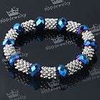 1PC Dark Blue AB Crystal Glass Beads Bracelet Woven Flower Spacer Gift 