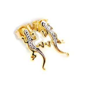  Earrings plated gold Salamandre white.: Jewelry