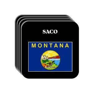  US State Flag   SACO, Montana (MT) Set of 4 Mini Mousepad 
