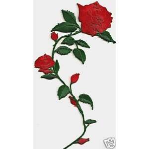 Flowers Red Roses  Iron On Embroidered Applique