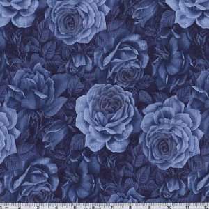  45 Wide Fusions Rose Deep Blue Fabric By The Yard: Arts 