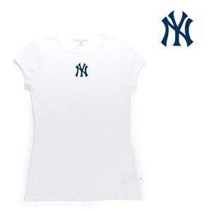 New York Yankees MLB Signature Tee Womens Top by Antigua (White 