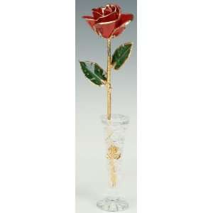 Red Rose (January)12 Birth Color Roses Trimmed In 24K Gold, With 6 