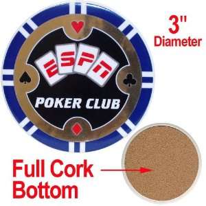    ESPN® Poker Club Ceramic Coaster   Blue