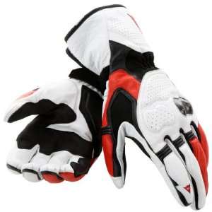 DAINESE RS4 LEATHER GLOVES WHITE/RED LG: Automotive