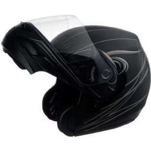  G Max GM44 Derk Helmet , Color: Flat Black/Silver, Size 