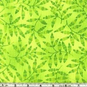  45 Wide Belle Fleur Stamped Leaves Lime Fabric By The 