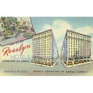 1950s Vintage Postcard Rosslyn Hotels (111 West Fifth Street) Los 