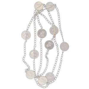  60 Coin Necklace In Silver Tone with Matte Finish: Cora 