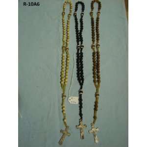  RELIGIOUS WOODEN ROSARY NECKLACE WITH RHINESTONE ON THEM 
