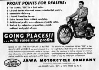 1948 Jawa 250 Motorcycle Original Rare Ad  