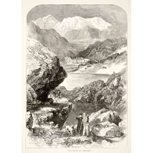   Bernard Aosta Alps Italy   Original Wood Engraving