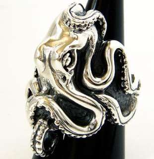 HUGE GIANT OCTOPUS STERLING 925 SILVER RING Sz 10 NEW  