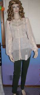 NEW FREE PEOPLE Dainty SHEER Floral CHIFFON BLOUSE 12  