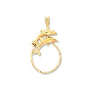  14k Yellow Gold Dolphin Charm Holder Jewelry