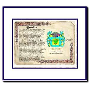  Bowker Coat of Arms/ Family History Wood Framed
