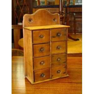   Antique Hanging 8 Drawer Solid Maple Spool Cabinet Furniture & Decor