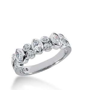  Diamond Wedding Ring 3 Marquise Cut 0.14 ct 8 Round Stones 