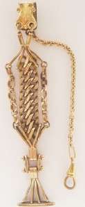 VERY FANCY ANTIQUE VICTORIAN GOLD FILLED POCKET WATCH VEST CHAIN FOB 