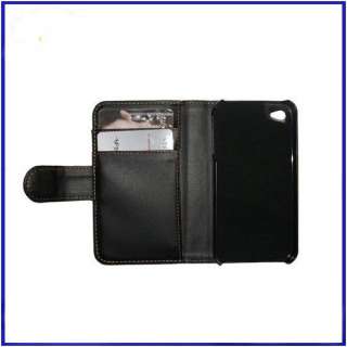 Black Leather Wallet Credit Card Slots Case Cover Pouch For Apple 