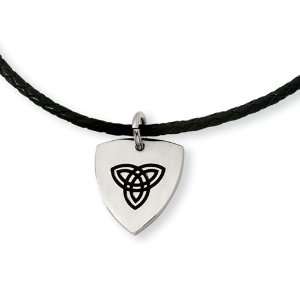  Stainless Steel and Enamel Trinity Shield Necklace 