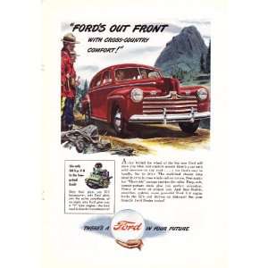   Ford V 8 Sedan Fords Out Front Canadian Mounty Original Antique Car Ad