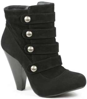 Black Military Button Bootie Ankle Boot 6 us BAMBOO  