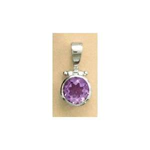   Silver Pendant, 10mm Amethyst, Hinged, 15/16 in (incl bail) Jewelry