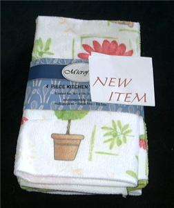 Spring Floral & Green Microfiber Dish Towels NEW  