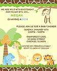 Jungle Baby Shower Invitations with Animals, Set of 10 with envelopes 