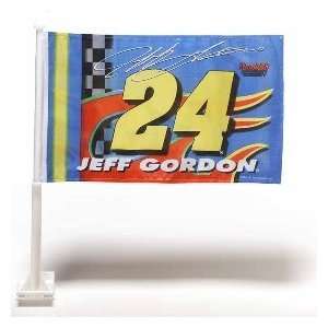  JEFF GORDON #24 CAR FLAG w/ Wall Brackett Set of 2 Sports 