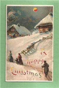 CHRISTMAS Vingtage 1908 HOLD TO LIGHT HTL German Made Postcard  LOVELY 