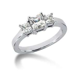   54CTW Classic Princess Three Stone Ring in Platinum SZUL Jewelry