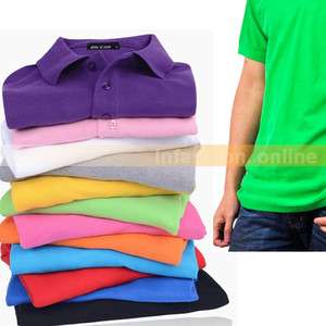 SALE Mens Boys Fashion Casual Short Sleeve Solids Polo Shirts \ Black 
