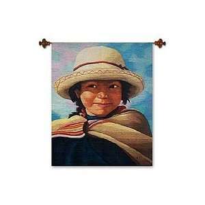 NOVICA Wool tapestry, Little Girl from Puno