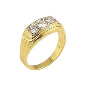  Mens Minimalist Style Clear Cubic Zirconia Two Tone Ring 