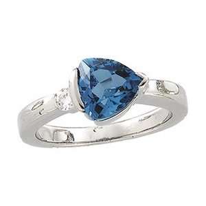    14K White Gold Genuine Blue Topaz & Diamond Ring: Everything Else