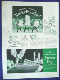 1930S *PRESTO ICE TRAY* MAGAZINE AD ANIMATED ICE CUBES  