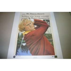  JACK NICKLAUS 75 MASTERS SIGNED LITHOGRAPH BEAR PSA 