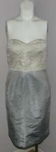 Banana Republic Monogram Silk Grey Strapless Dress 2 NWT $225 Fall 