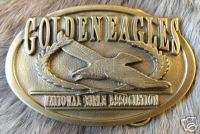 Vintage NRA Golden Eagles Guns Firearms Belt Buckle  