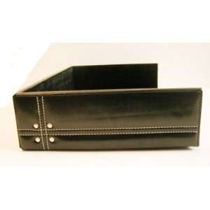  Init Black Faux Leather Letter Tray