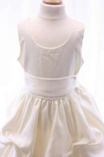 10 Girls Ivory Ruched Sleeveless Flower Girl Dress Rhinestone Details 